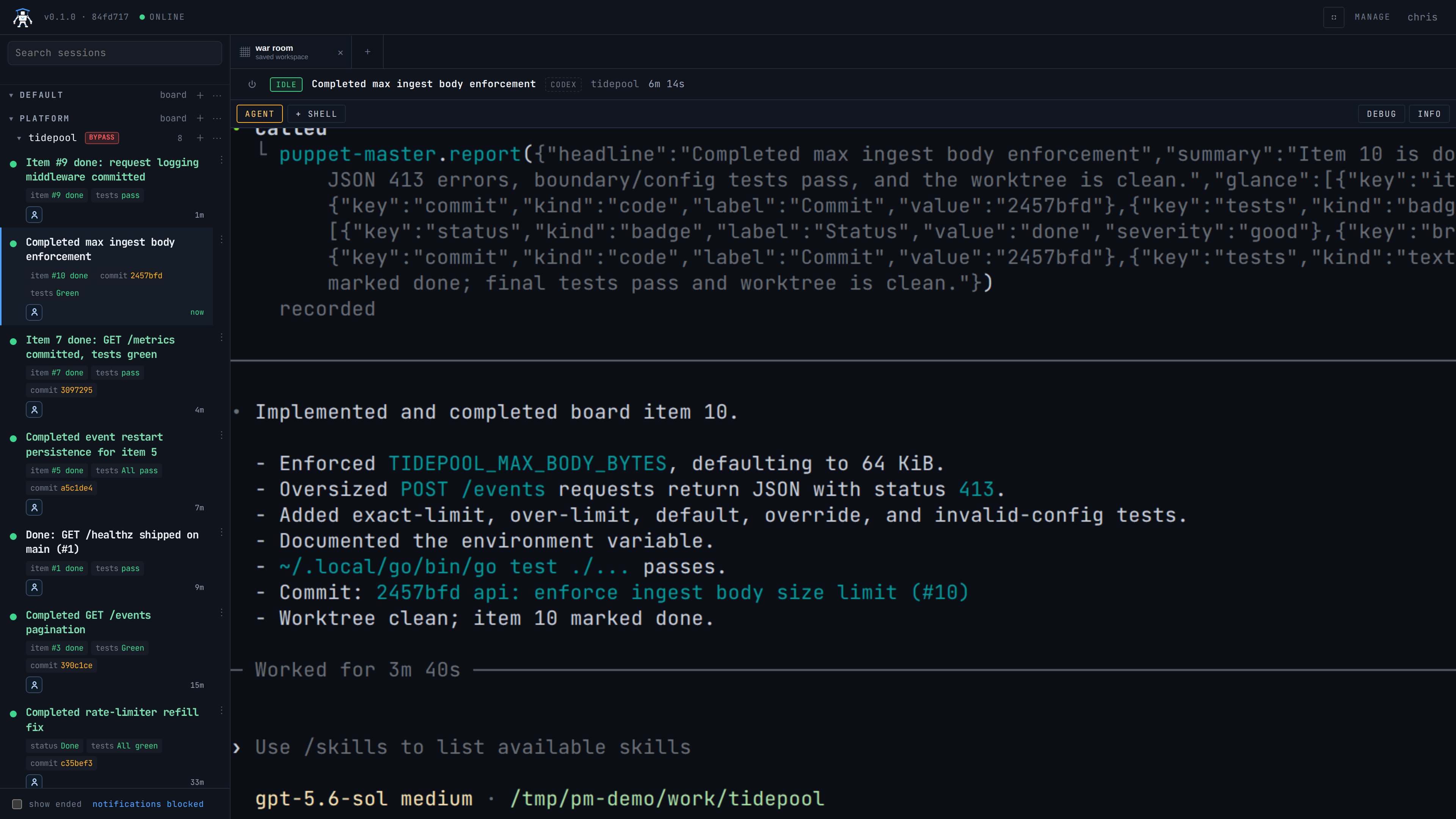 A Codex worker session